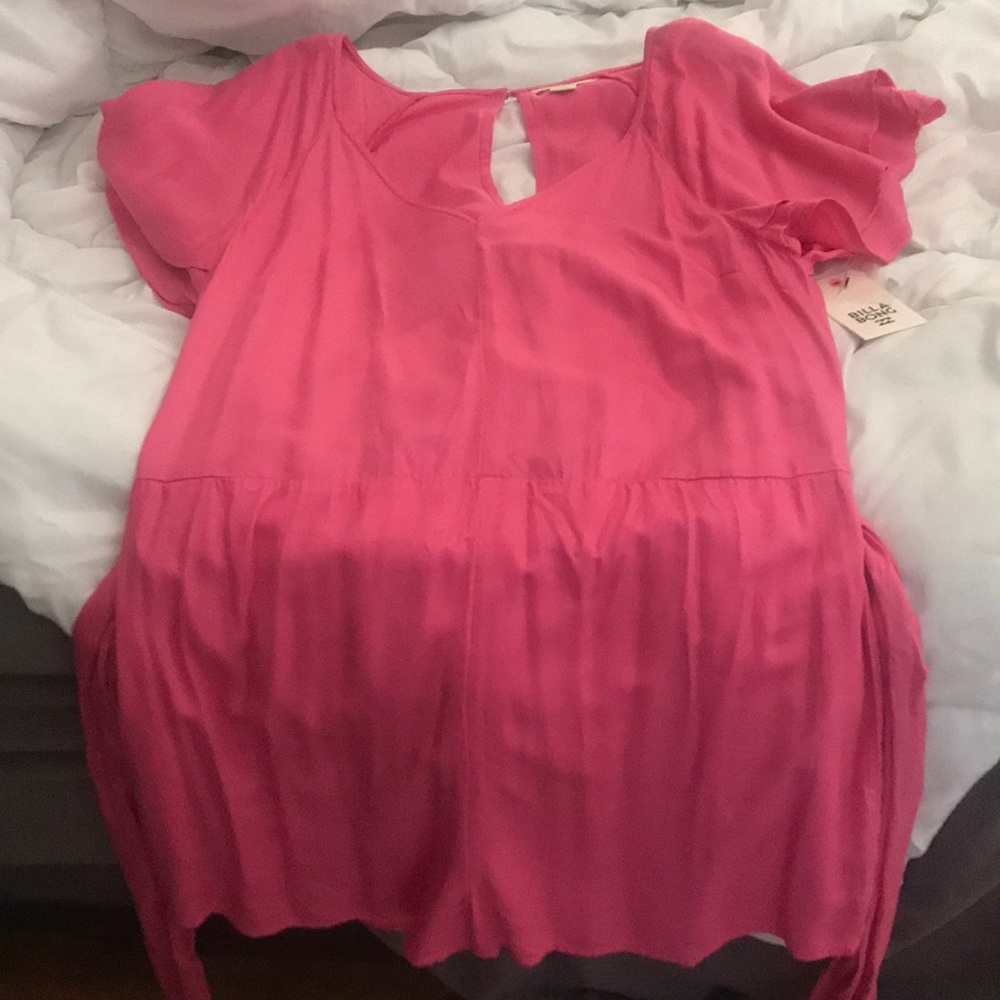 Hot pink romper ruffle sleeves billabong! NWT